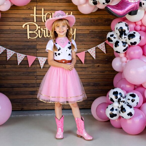 Unisex Child Pink Mid Calf Glitter Toddler Cowboy Boot Little Big Kids Western - Picture 6 of 7